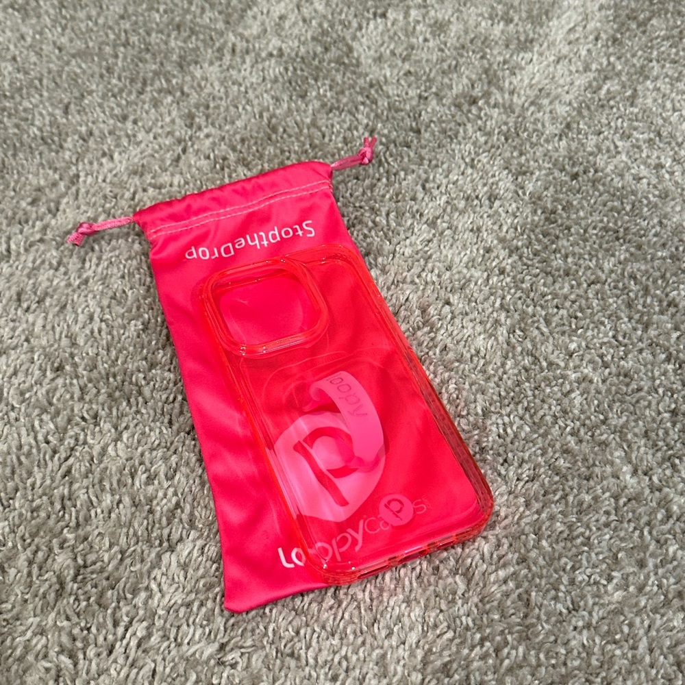 Loopy iPhone 14 Pro Case Clear Neon Pink